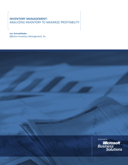 INVENTORY MANAGEMENT: ANALYZING INVENTORY TO