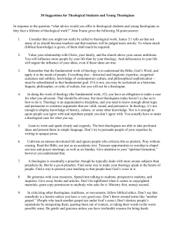 30 Suggestions for Theological Students and Young Theologians