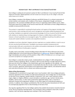 Men`s and Women`s Track / Cross Country Assistant Coach Knox