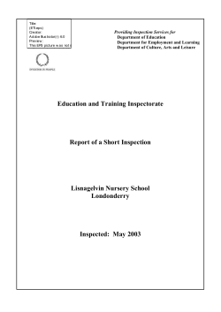 Report on the Standard Inspection of LISNAGELVIN NURSERY