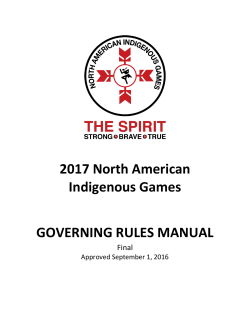 2017 North American Indigenous Games GOVERNING RULES