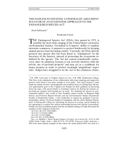 the hapless ecosystem: a federalist argument in favor of an