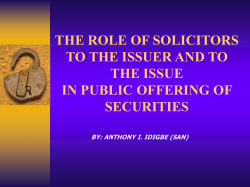 the role of solicitors to the issuer and to the issue in public offering of