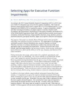 Selecting Apps for Executive Function Impairments