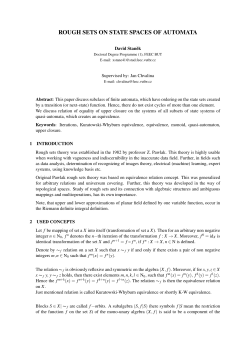 rough sets on state spaces of automata