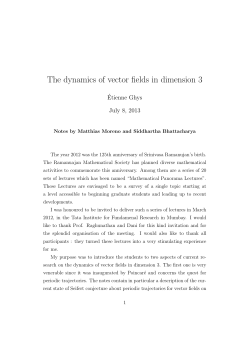 The dynamics of vector fields in dimension 3