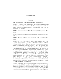 ABSTRACTS Thursday 9am, Introduction to nilpotent groups. Moon