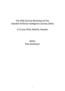 The 29th Annual Workshop of the Swedish Artificial Intelligence