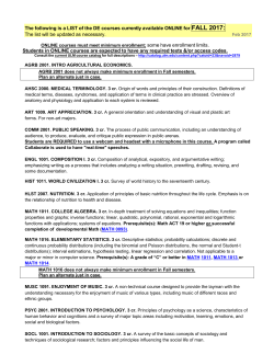 The following is a LIST of the DE courses currently available