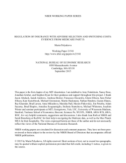 NBER WORKING PAPER SERIES