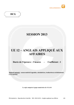 ANGLAIS APPLIQUÉ AUX AFFAIRES Durée de l