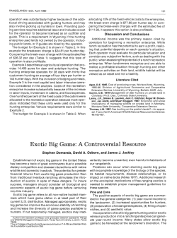 Exotic Big Game: A Controversial Resource