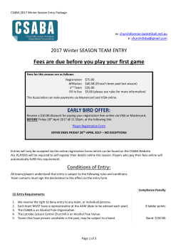 Fees are due before you play your first game