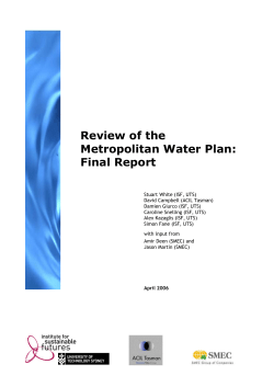 Final Report - Metropolitan Water Directorate