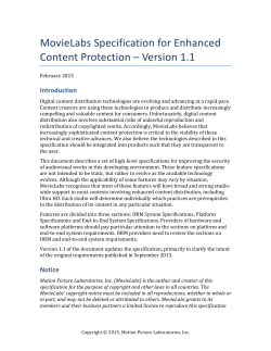 MovieLabs Specification for Enhanced Content Protection, v1.1