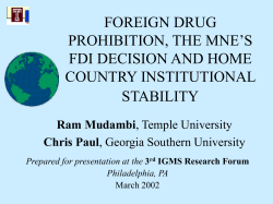 domestic drug prohibition, the mne`s fdi decision and host country
