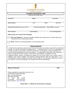 First Name Street Address Social Security Number (required for W2