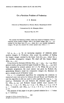 On a Partition Problem of Frobenius Let al , a2 ,..., a