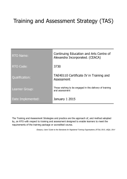 Training and Assessment Strategy (TAS)