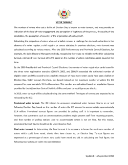 15 September 2010 VOTER TURNOUT The number of voters who