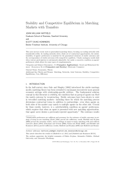 Stability and Competitive Equilibrium in Matching Markets with