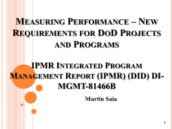 New Requirements for DoD Projects