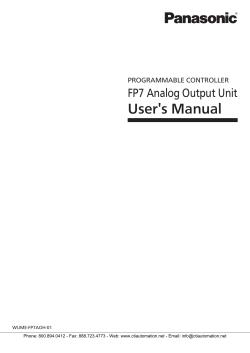 Panasonic FP7 Analog Output Unit User`s Manual