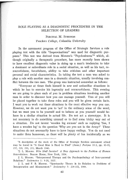 ROLE PLAYING AS A DIAGNOSTIC PROCEDURE IN THE