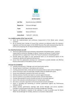 Quantity Surveyor - Dwr Cymru Welsh Water