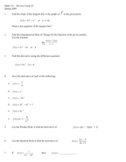 Math 151 * Review Exam #2