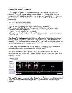 Computation Series : John Balwit Alan Turing is recognized as one