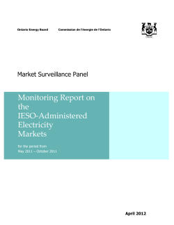 Monitoring Report on the IESO-Administered Electricity Markets