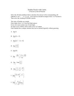 Sudoku Puzzle with Limits