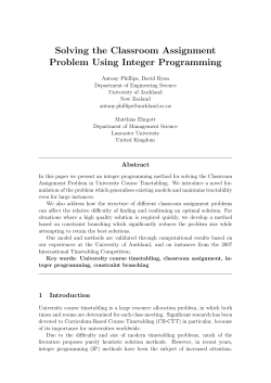 Solving the Classroom Assignment Problem Using Integer