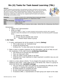 Six (6) Tasks for Task-based Learning