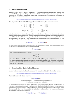 1 &ndash; Matrix Multiplication &sect;2 &ndash; Kernel and the Rank Nullity