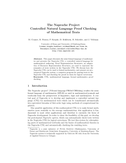 The Naproche Project Controlled Natural Language Proof Checking