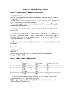 Answers for Chapter 1: Physics in Action Activity 1: A Running Start
