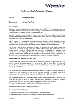 Quantity Surveyor Job Description