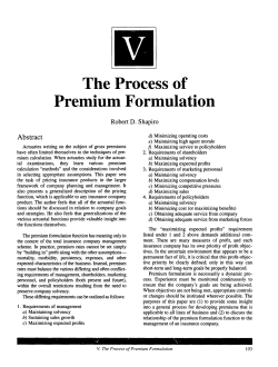 The Process of Premium Formulation