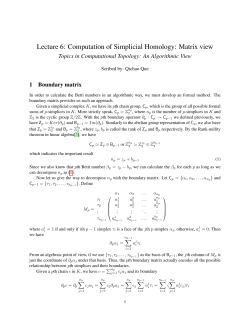 Lecture 6: Computation of Simplicial Homology: Matrix view