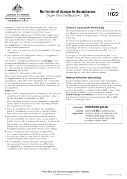 Form 1022 - Department of Immigration and Border Protection