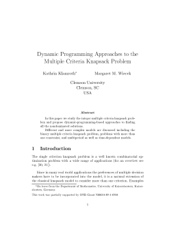 Dynamic Programming Approaches to the Multiple Criteria