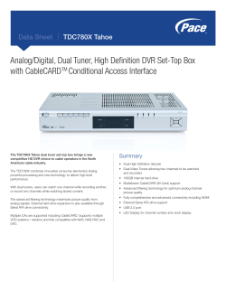 Data Sheet - Pace TDC780X Tahoe High Definition Cable