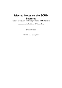 Selected Notes on the SCUM Lectures