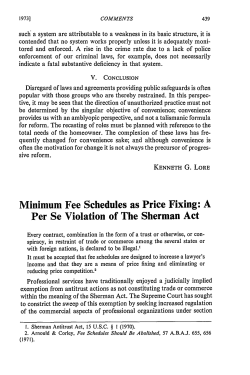 Minimum Fee Schedules as Price Fixing: A Per Se Violation of The