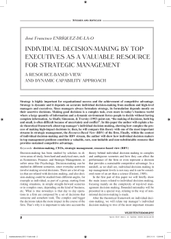 INDIvIDUAL DecIsION-MAkINg by TOp execUTIves As A vALUAbLe