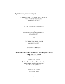 Decision of the Tribunal on Objections to Jurisdiction