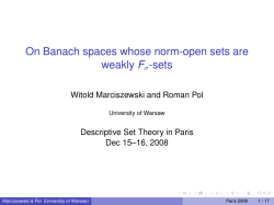 On Banach spaces whose norm-open sets are weakly F-sets