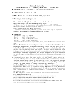 Dalhousie University Discrete Structures I MATH/CSCI 2112 Winter